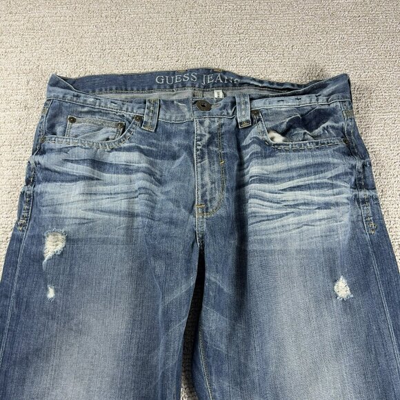 Guess Desmond Relaxed Straight Distressed Faded Jeans Men’s Size 38 x 32 - Picture 2 of 6